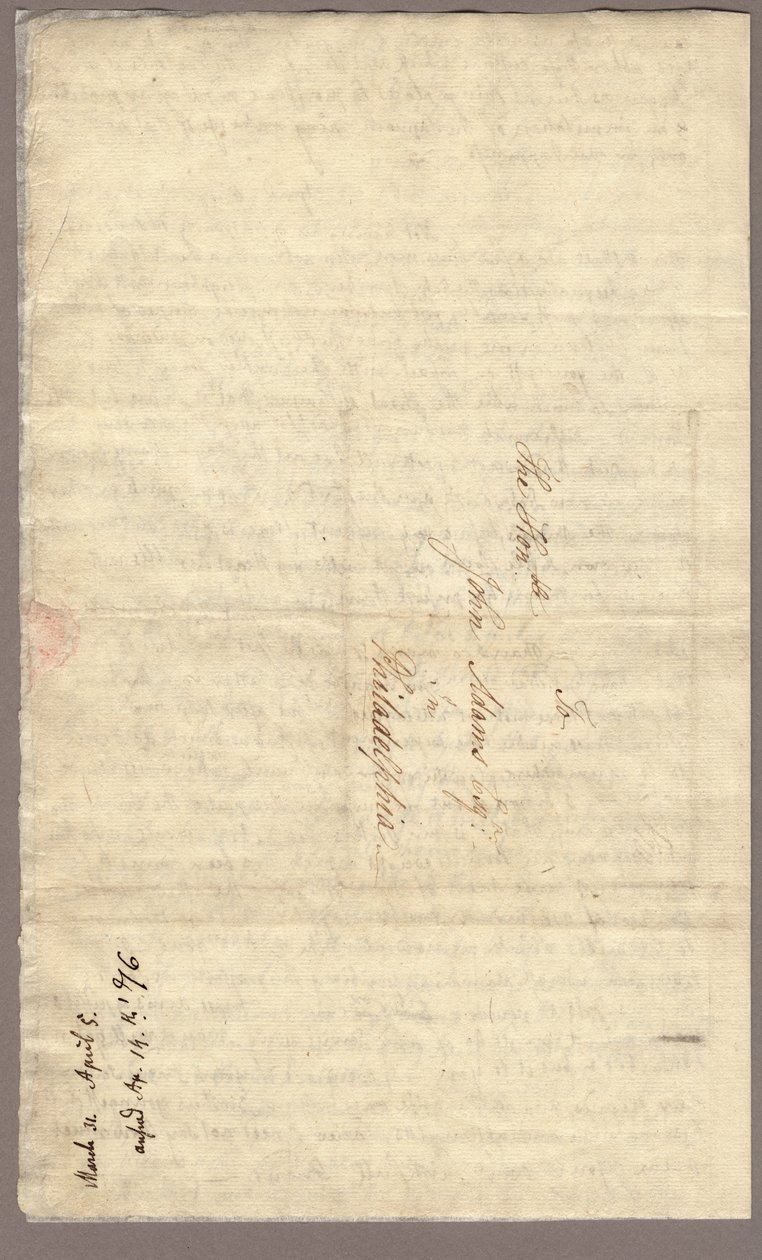 Página 4, Carta de Abigail Adams a John Adams, 31 de Março - 5 de Abril de 1776 (tinta sobre papel) de American School