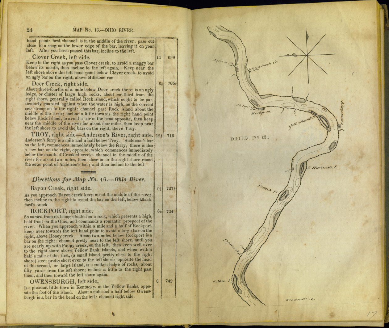 Páginas do The Western Pilot ..., de Samuel Cummings, publicado por G. Conclin, Cincinnati, 1847 de American School