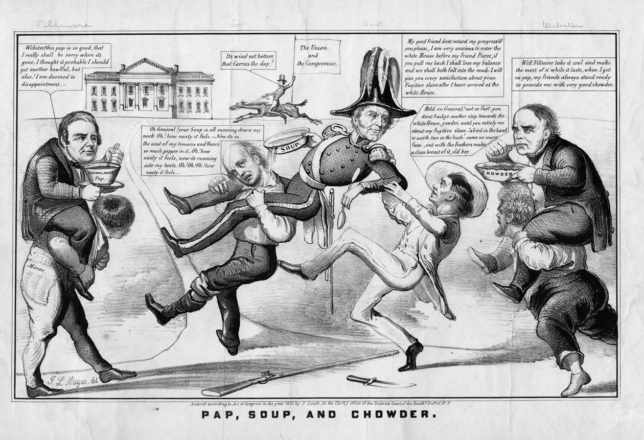 Pap, sopa e sopa, publicado por Currier & Ives, Nova York, 1852 de American School