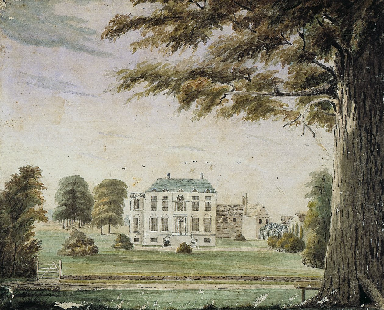 Park House, Inglaterra: Casa de Richard Flower, pai de George Flower (aquarela sobre papel montada a bordo) de American School