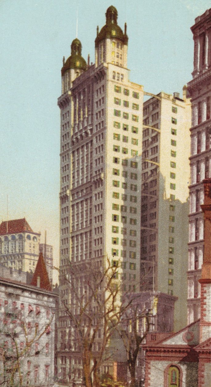 Park Row Building, New York, c.1900-09 (cor litho) de American School