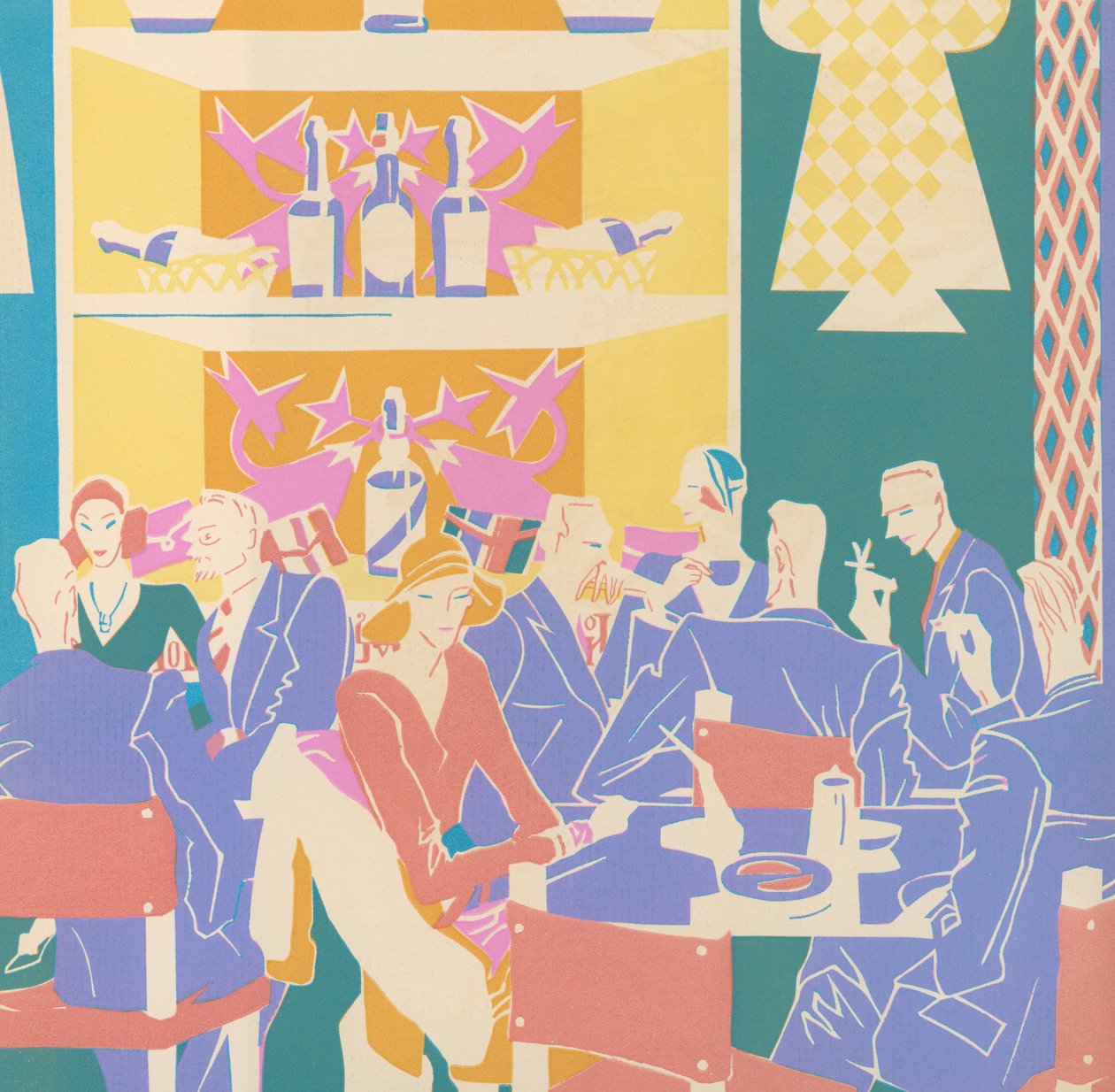 Patronos no Tables in an Art Deco Jazz Club de American School