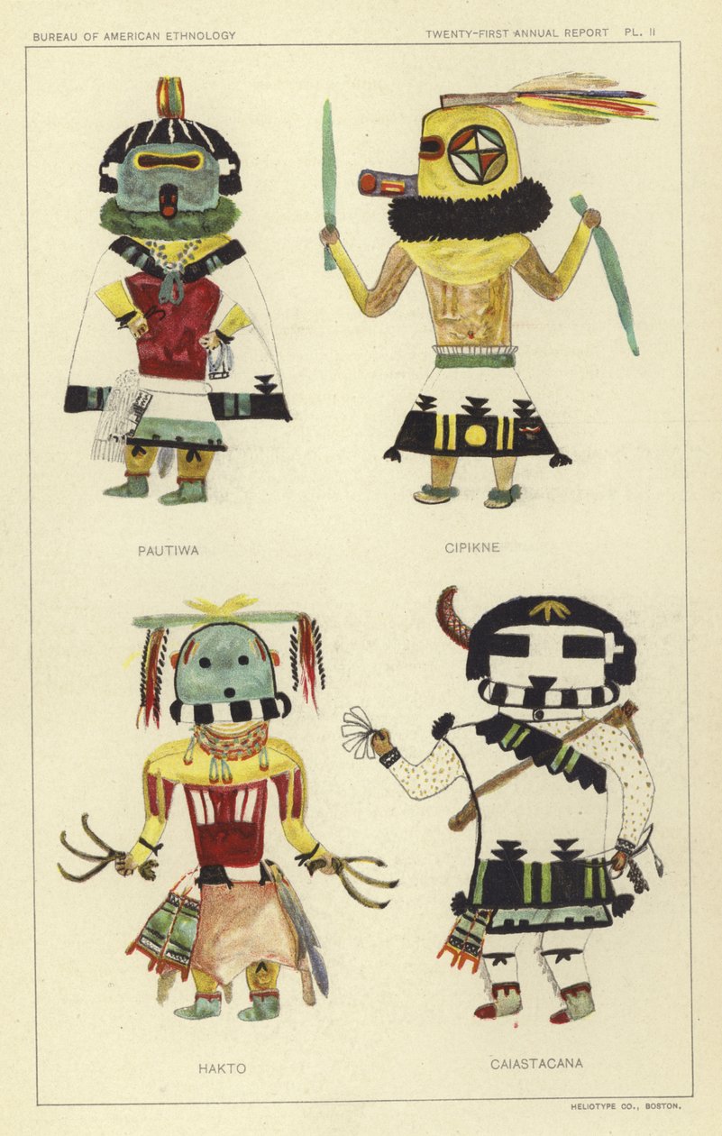 Pautiwa, Cipikne, Hakto, Caiastacana (colour litho) de American School