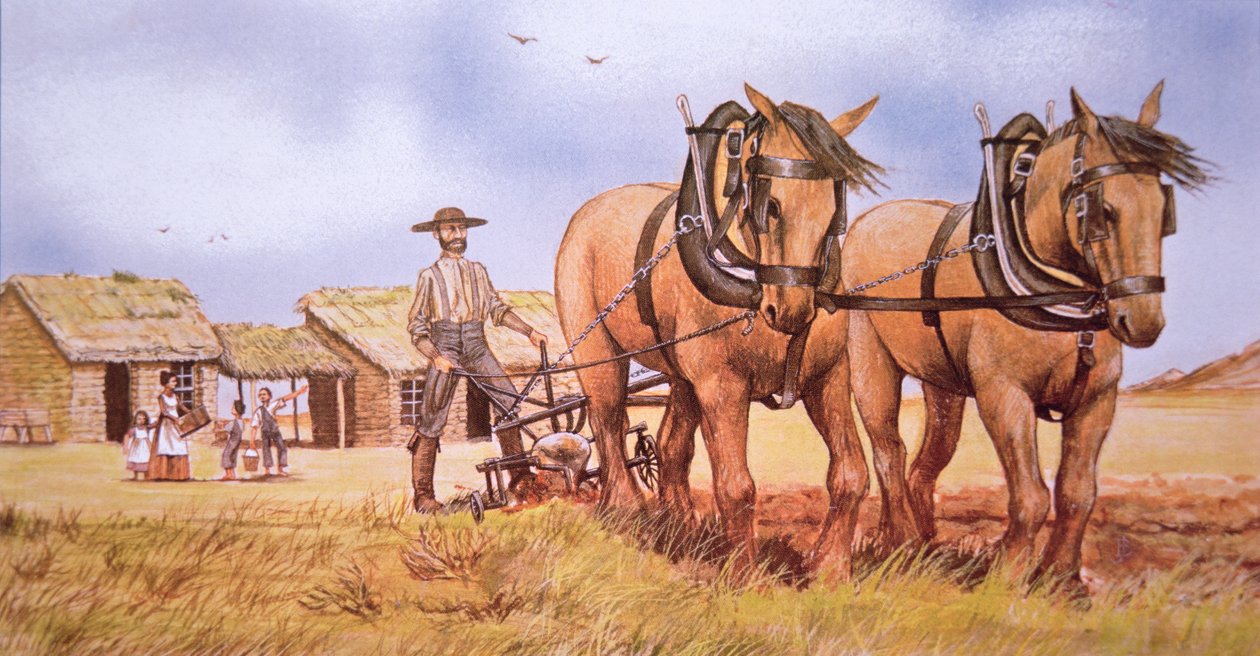Pioneiro agricultor (cor litho) de American School