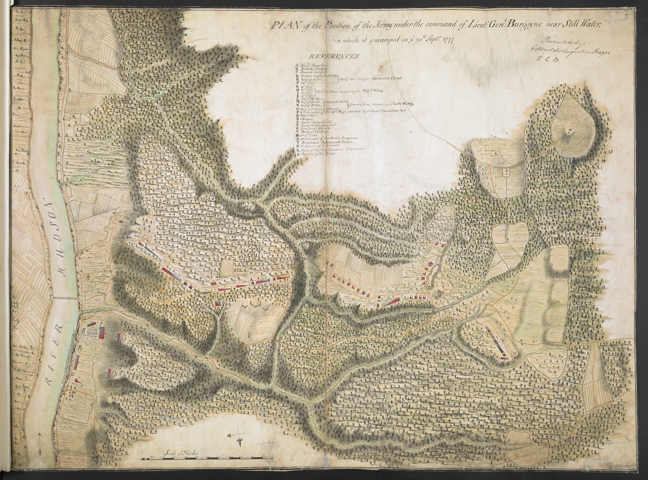 Plano da Posição do Exército sob o comando do Tenente. Gen. Burgoyne perto de Água Parada, na qual acampou em você. 20 de setembro de 1777 de American School