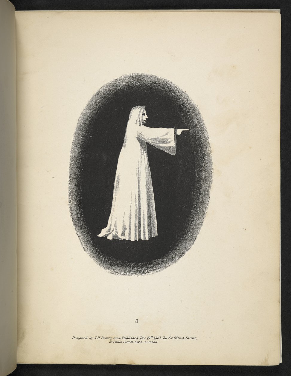 Placa 3. Um fantasma em branco. Espectropia; ou, surpreendentes ilusões espectrais mostrando fantasmas por toda a parte, e de qualquer cor, etc. ser. 1. J.H. Brown 1864 de American School