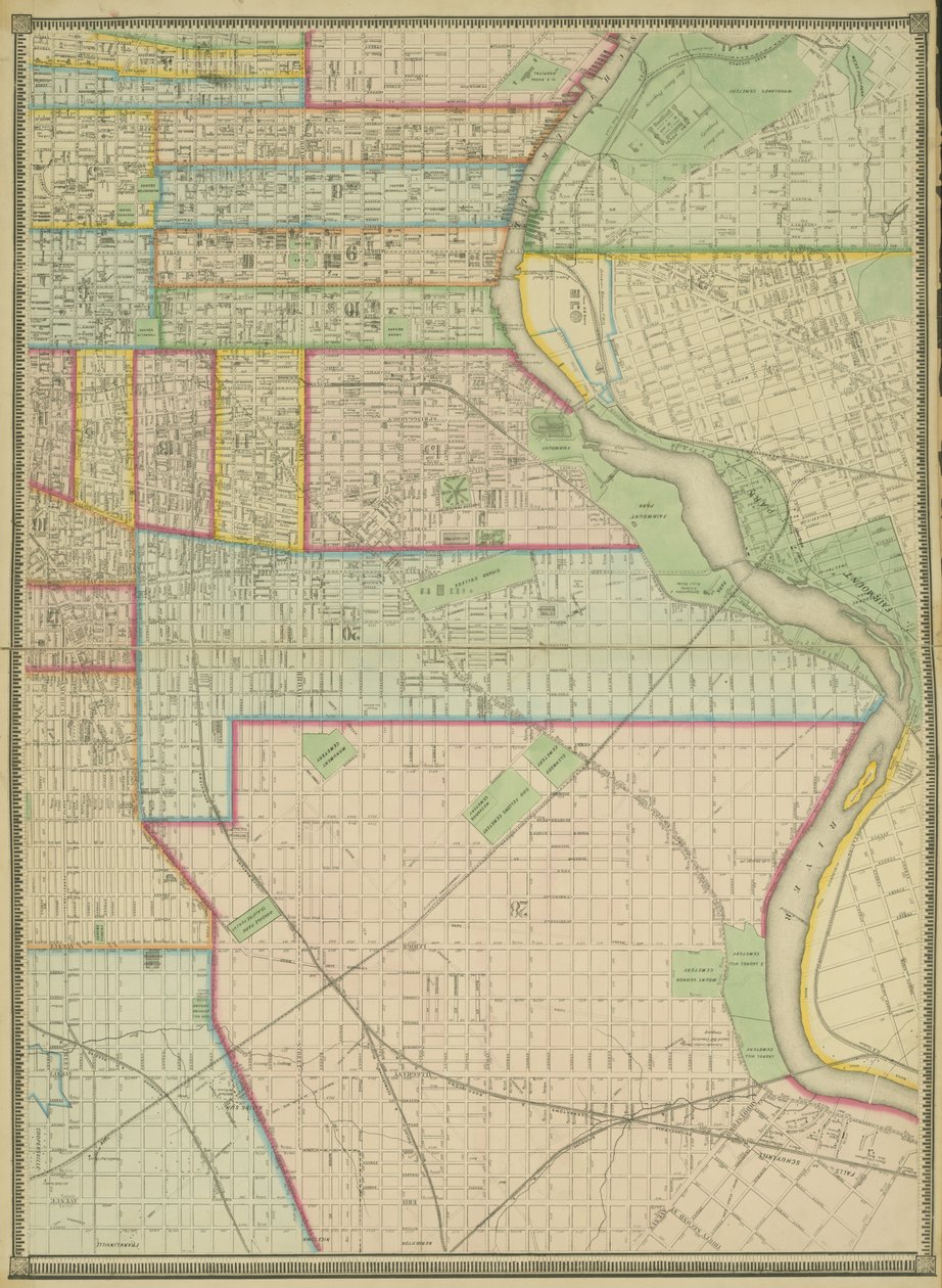 Ilustração 5, Mapa da Cidade Inteira de Filadélfia, 1867 de American School