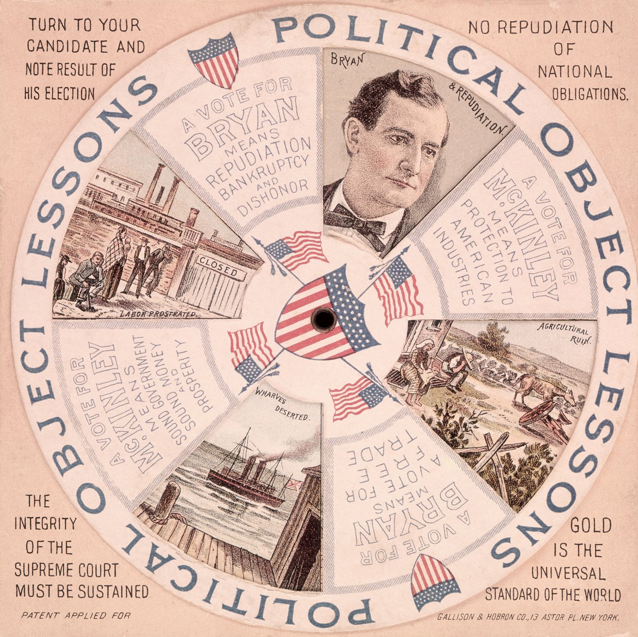 Lições de objeto político, cartaz da campanha presidencial americana para William McKinley (1843-1901) c.1897 de American School