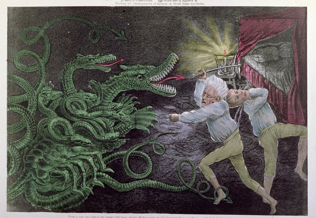 Quixotismo Político: O Hércules Diplomático atacando a Hidra Política, publicado por Bisbee, c.1833 de American School