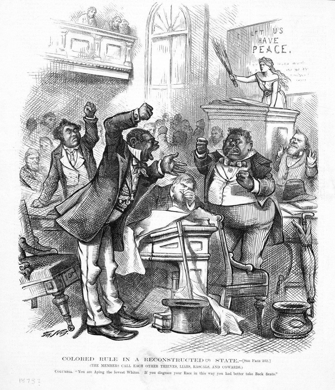 Desenho político representando afro-americanos como políticos de American School