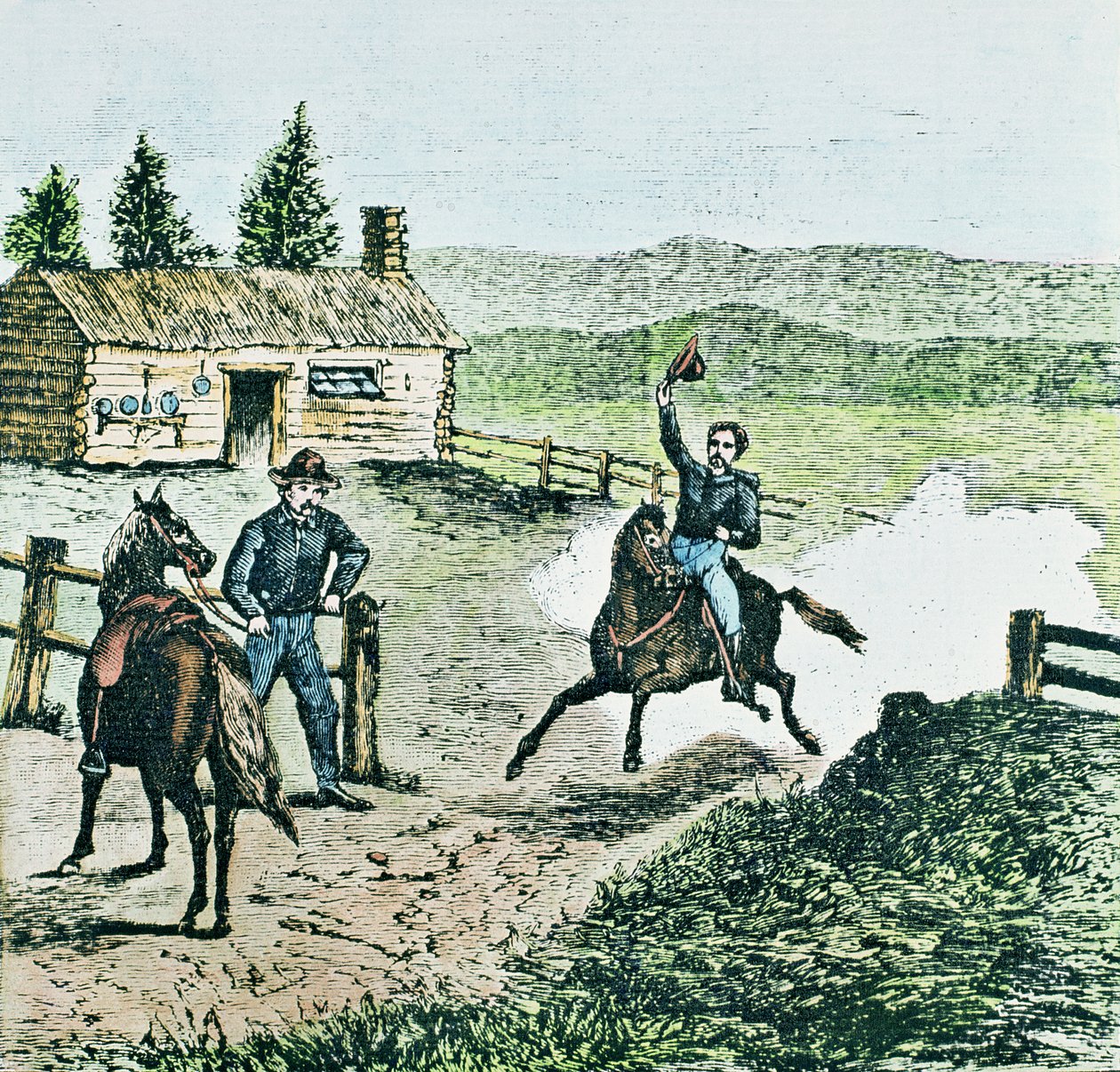 Pony Express Station (gravação a cores) de American School