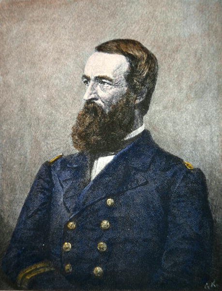 Retrato de David Dixon Porter (1813-91), Almirante da Marinha Federal (cor litho) de American School