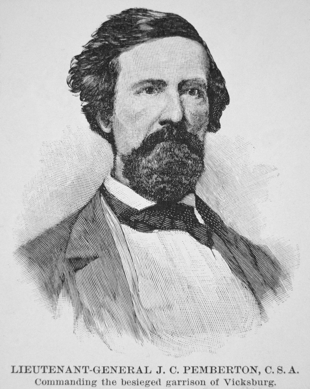 Retrato do General J.C. Pemberton (1814-81) (litho) de American School