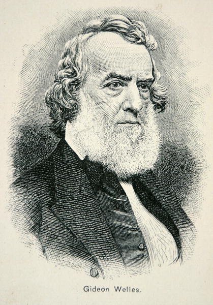 Retrato de Gideon Welles (1802-78), Secretário da Marinha dos EUA durante a guerra e Reconstrução (litho) de American School