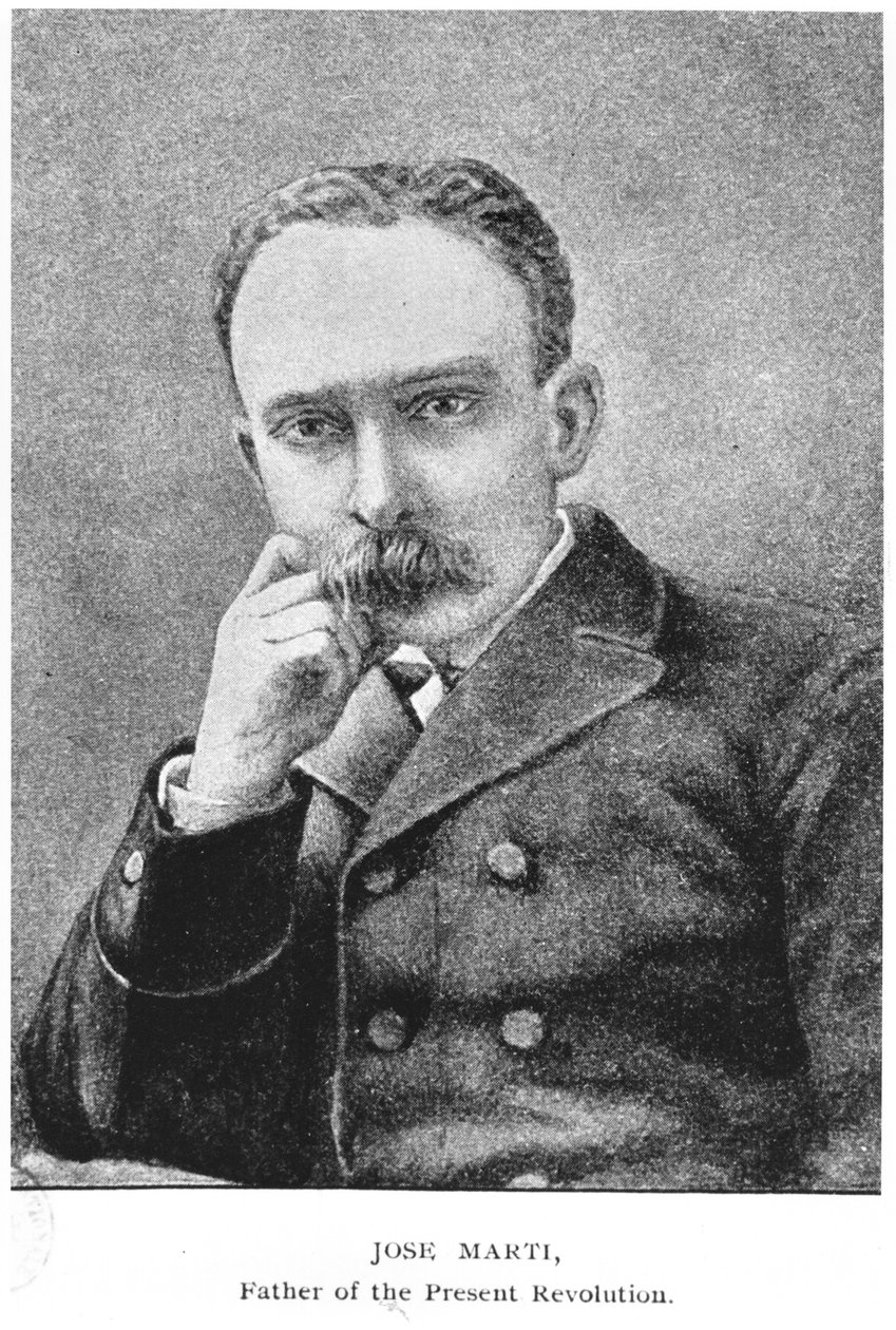 Retrato de Jose Marti (1853-95) da história de Cuba por Murat Halstead, publicado em 1898 de American School