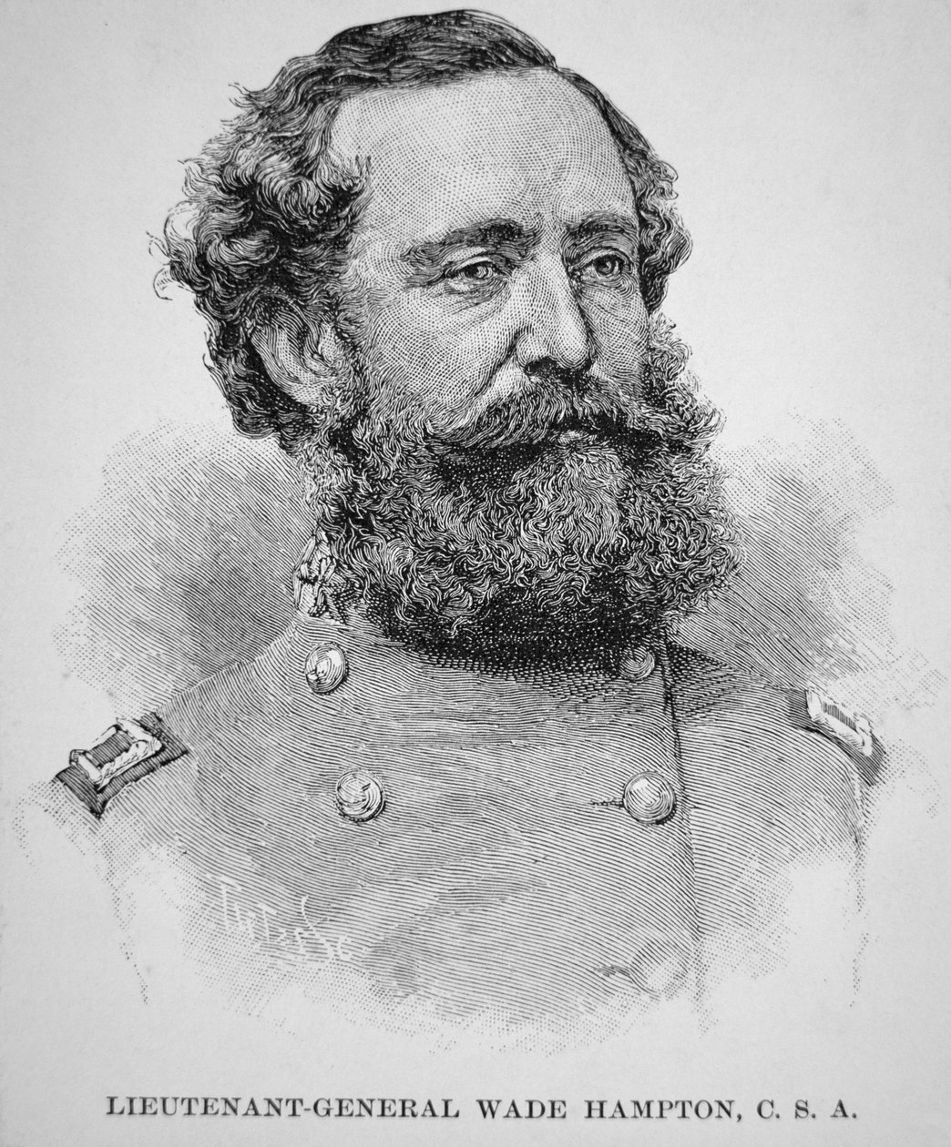 Retrato do Tenente-General Wade Hampton (litho) de American School