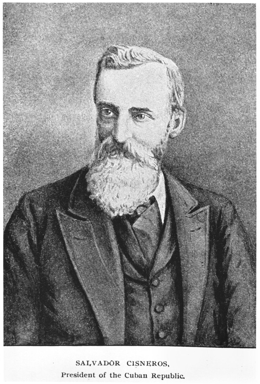 Retrato de Salvador Cisneros Betancourt (1828-1914) da história de Cuba por Murat Halstead, publicado em 1898 de American School