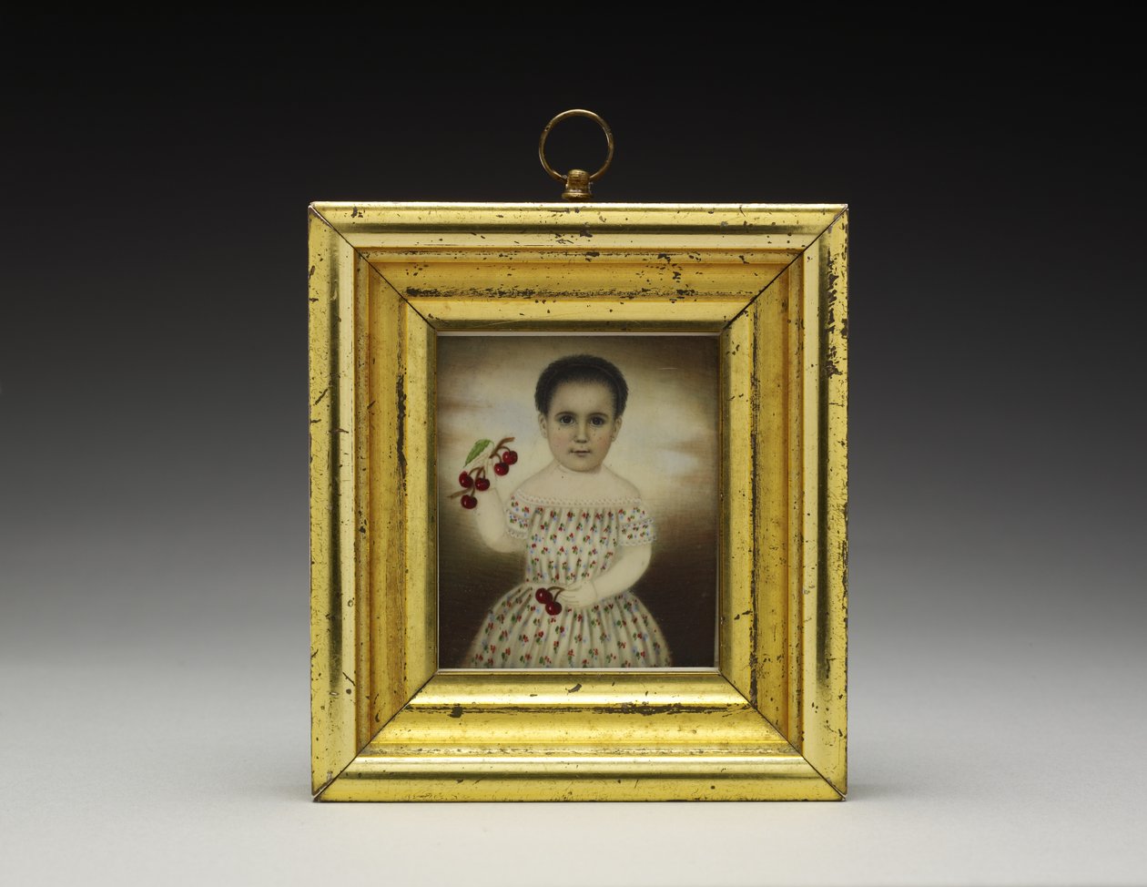 Retrato de uma jovem, c.1846 (aquarela sobre marfim, madeira e vidro) de American School