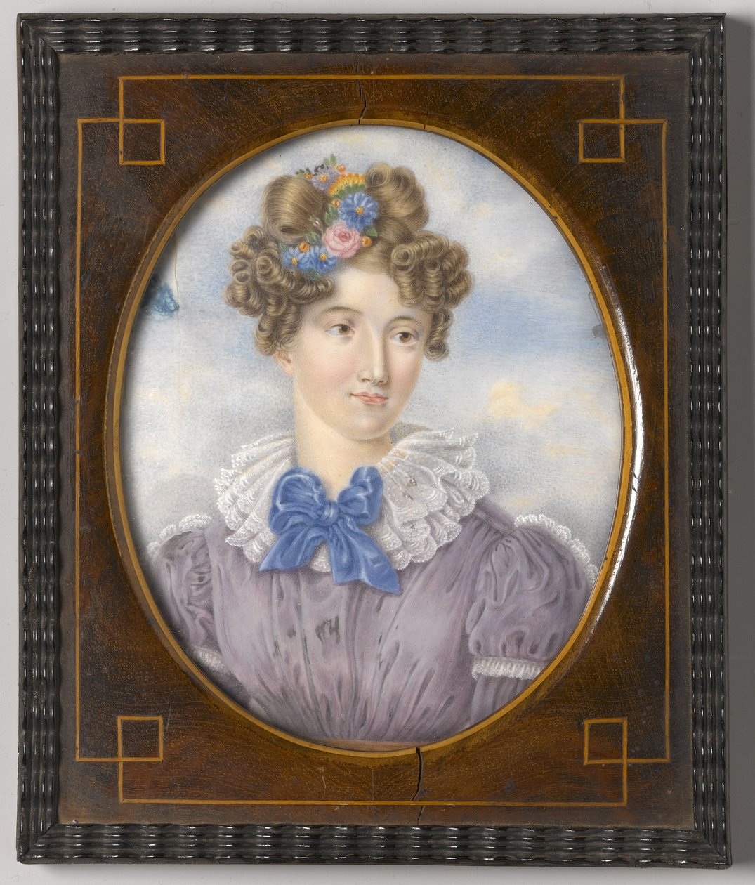 Retrato de uma jovem mulher (miniaure marfim) de American School