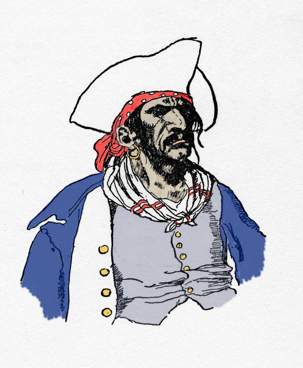 Retrato de um pirata. "Livro de piratas Bucaneers e Marooners of the Spanish Main" de Howard Pyle (1853 - 1911), ilustrador americano. 1887. de American School