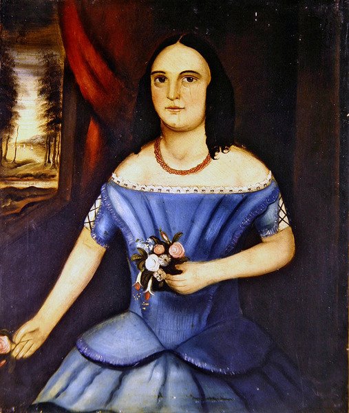 Retratos de um Irmão e uma Irmã, um par (óleo sobre tela) (ver também 349154) de American School