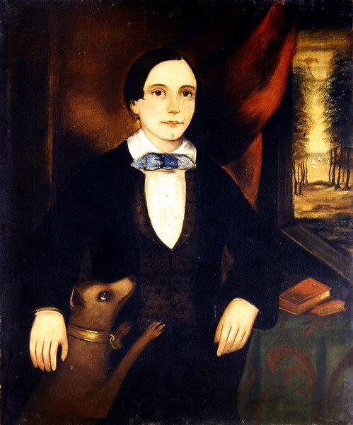 Retratos de um Irmão e uma Irmã, um par (óleo sobre tela) (ver também 349155) de American School