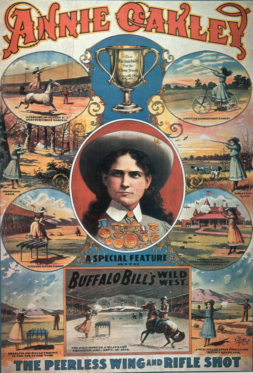 Cartaz publicitário de Annie Oakley em Buffalo Bill
