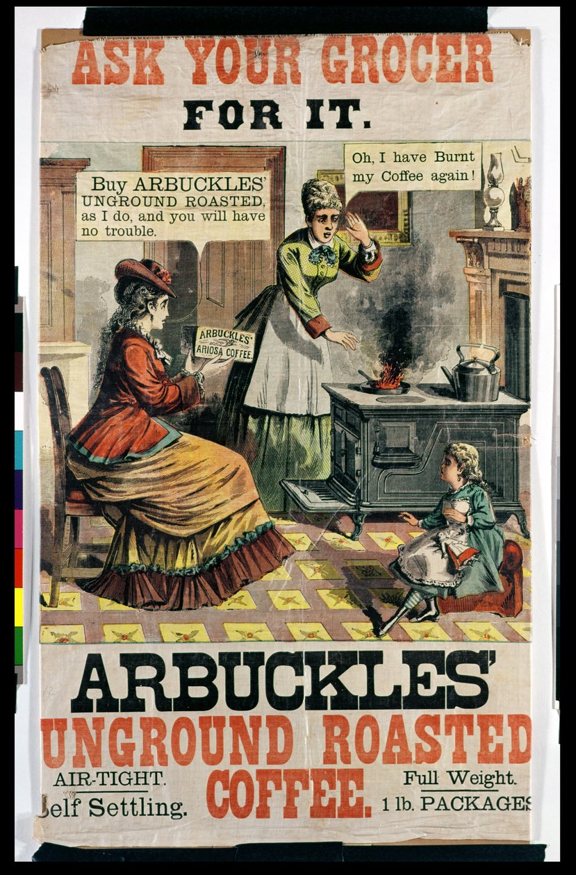 Poster publicidade Arbuckles Unground café torrado de American School