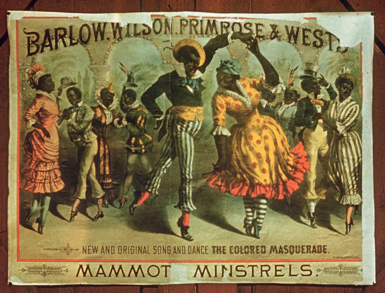 Propaganda de cartaz Barlow, Wilson, prímula e Wests Mammot Minstrels Coloured Masquerade de American School