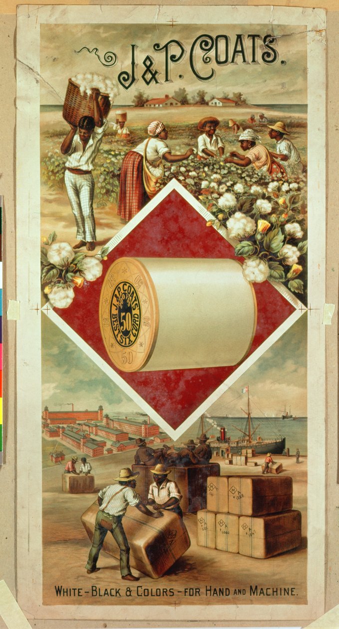 Cartaz publicitário J & P Coats Cotton de American School