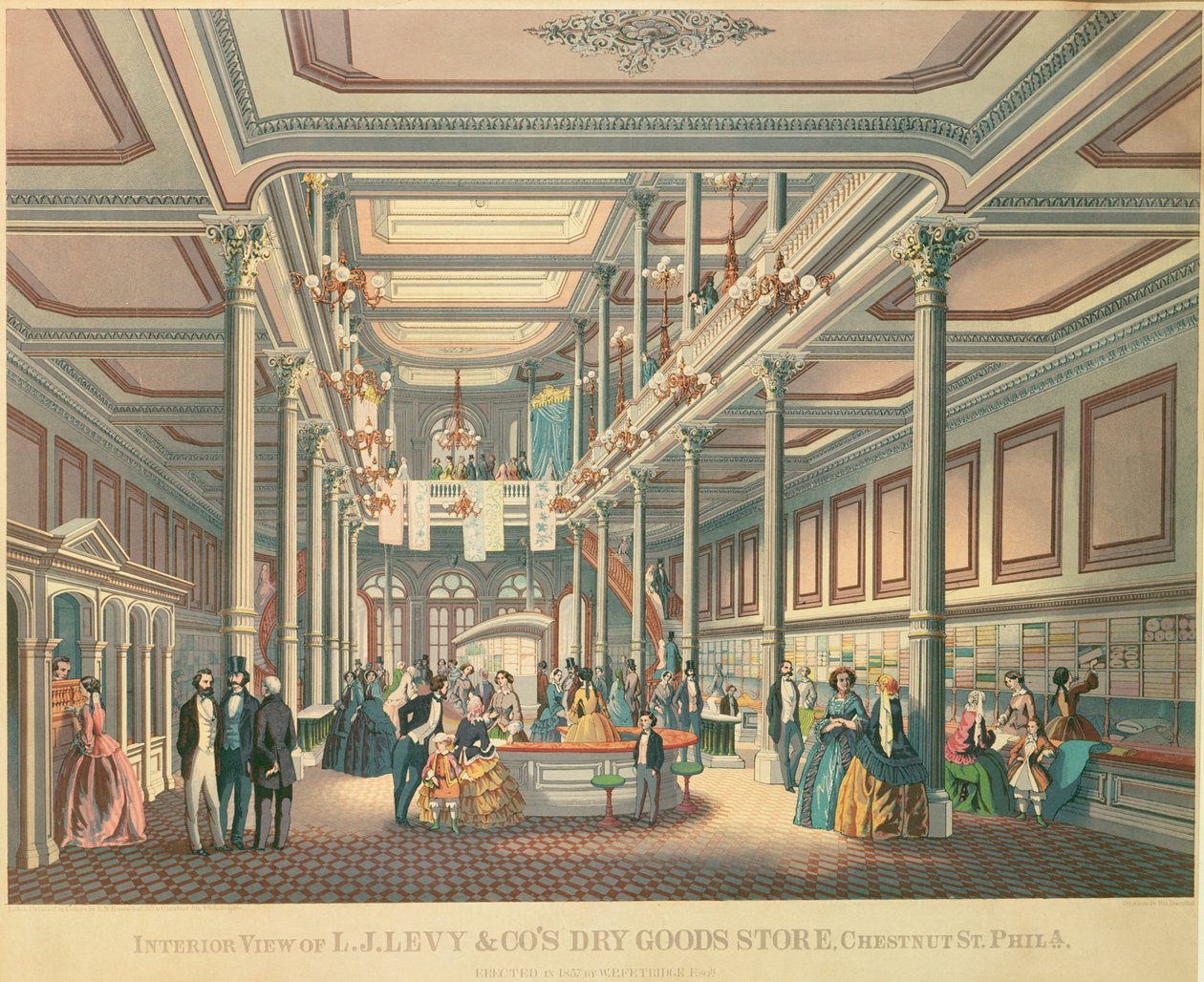 Cartaz publicitário Levys Dry Goods Store, Philadephia, publicado por LN Rosenthal, 1857 de American School