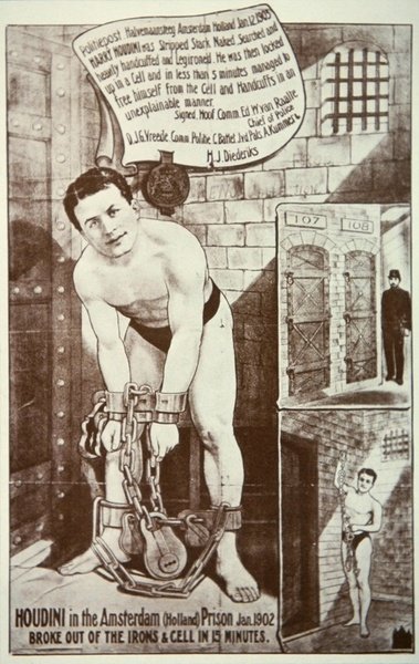 Cartaz publicitando uma performance de Houdini (litho) de American School