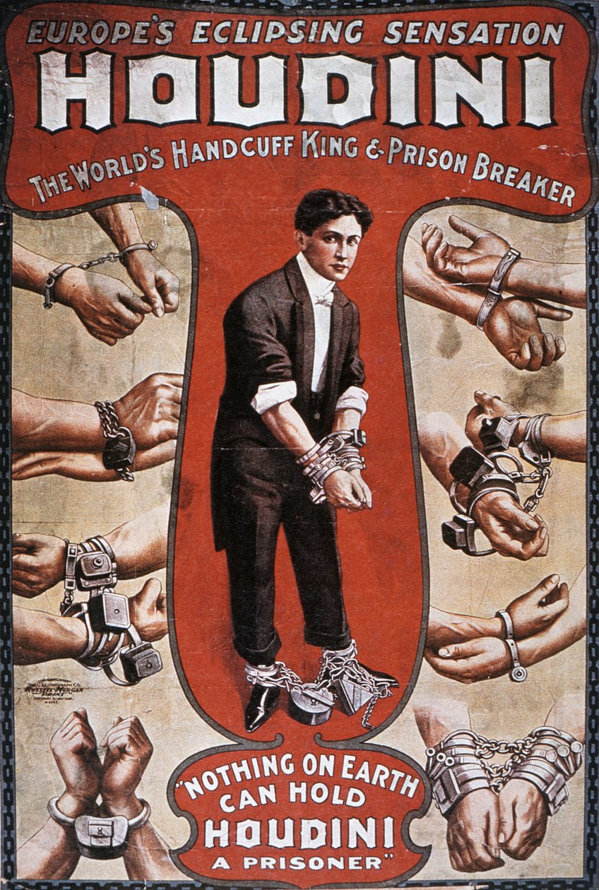Cartaz publicitando uma performance de Houdini de American School