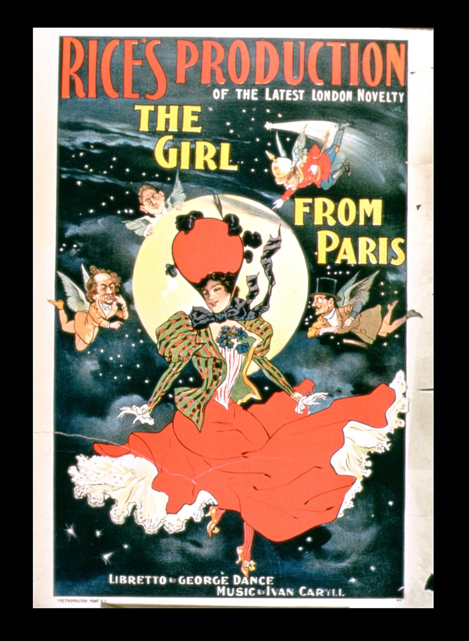 Cartaz para a produção de arrozes da menina de Paris de American School