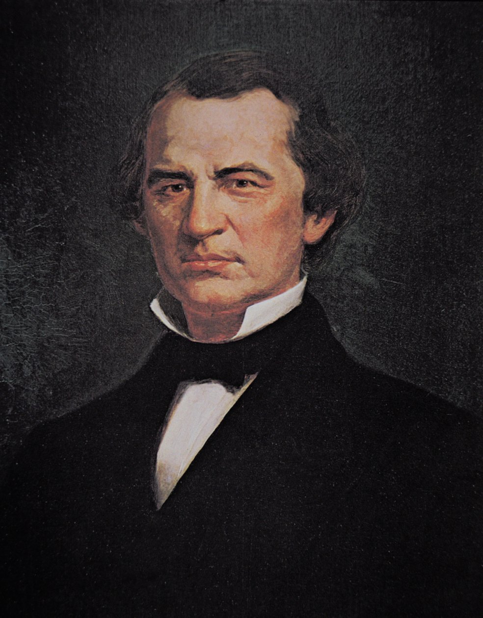 Presidente Andrew Johnson (1808-75) (cor litho) de American School