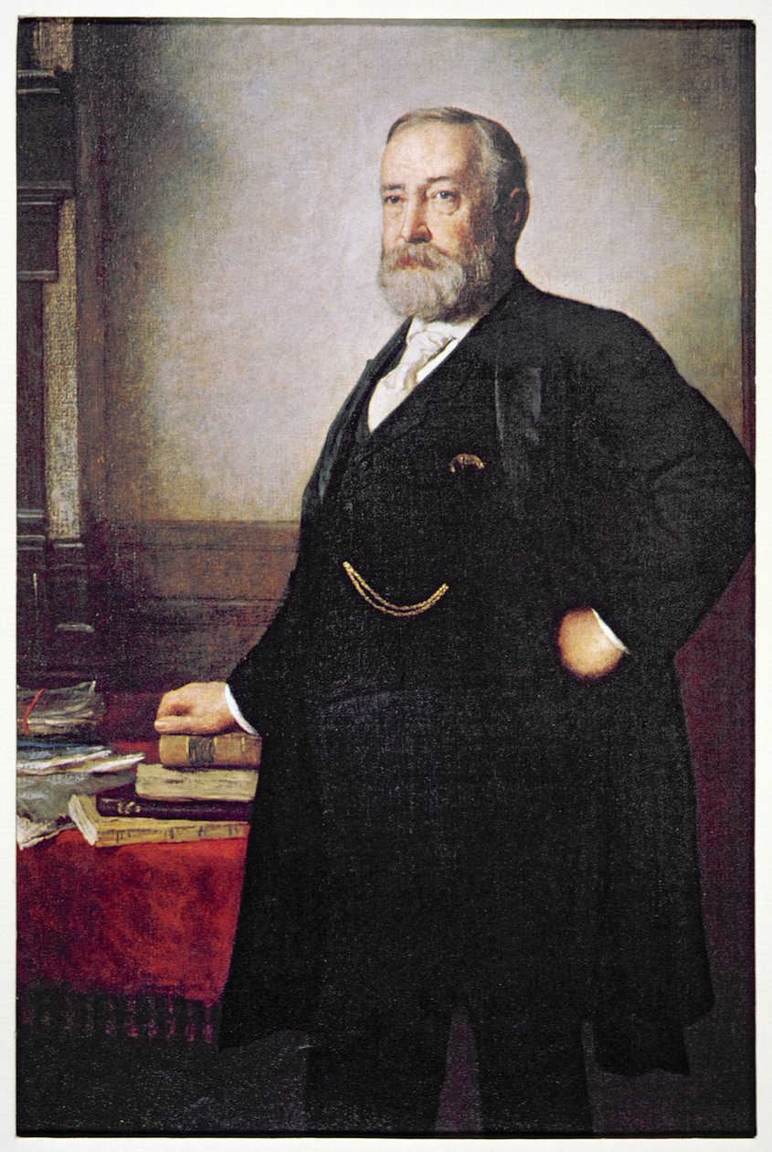 Cartaz eleitoral do Presidente Benjamin Harrison (1833-1901) de American School