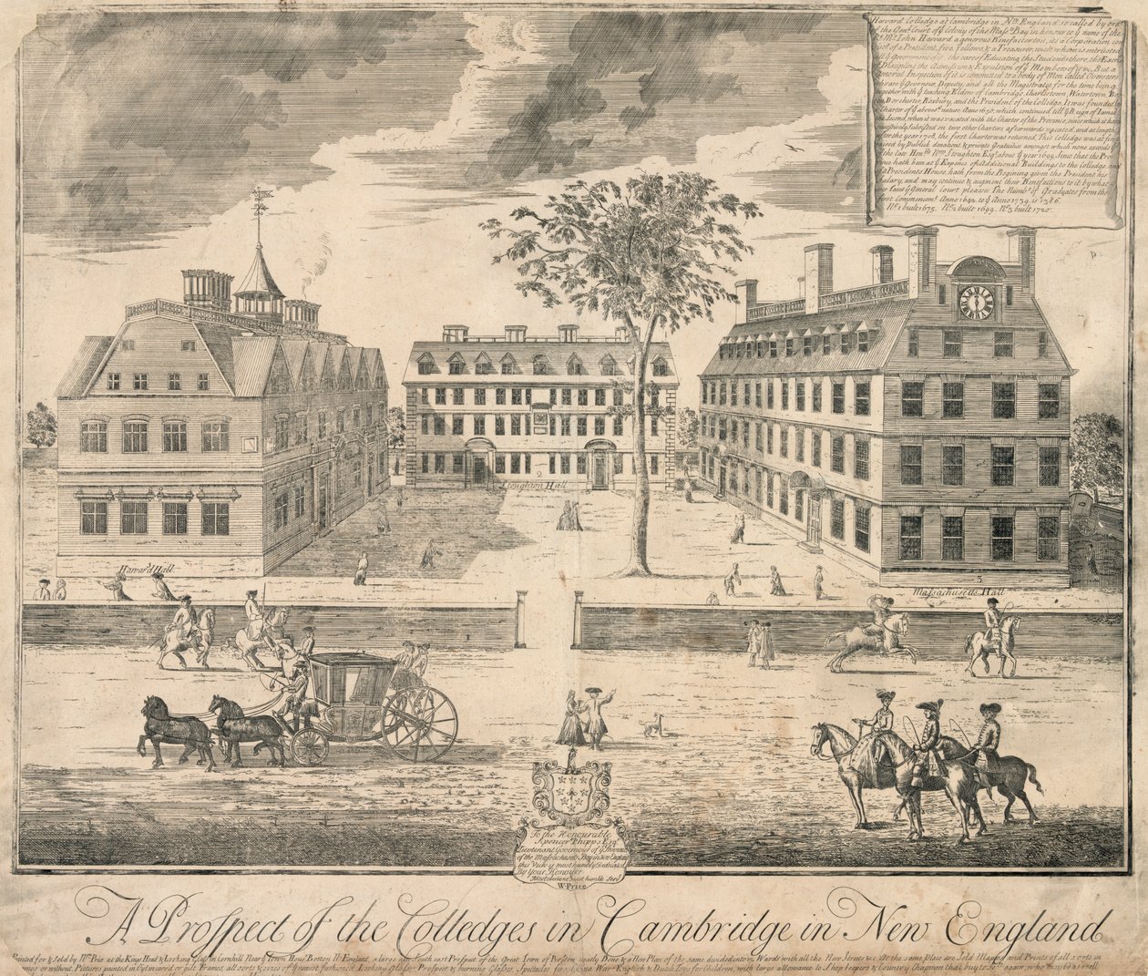 Gravura da Universidade de Harvard c. 1700, c.1700 (gravura) de American School