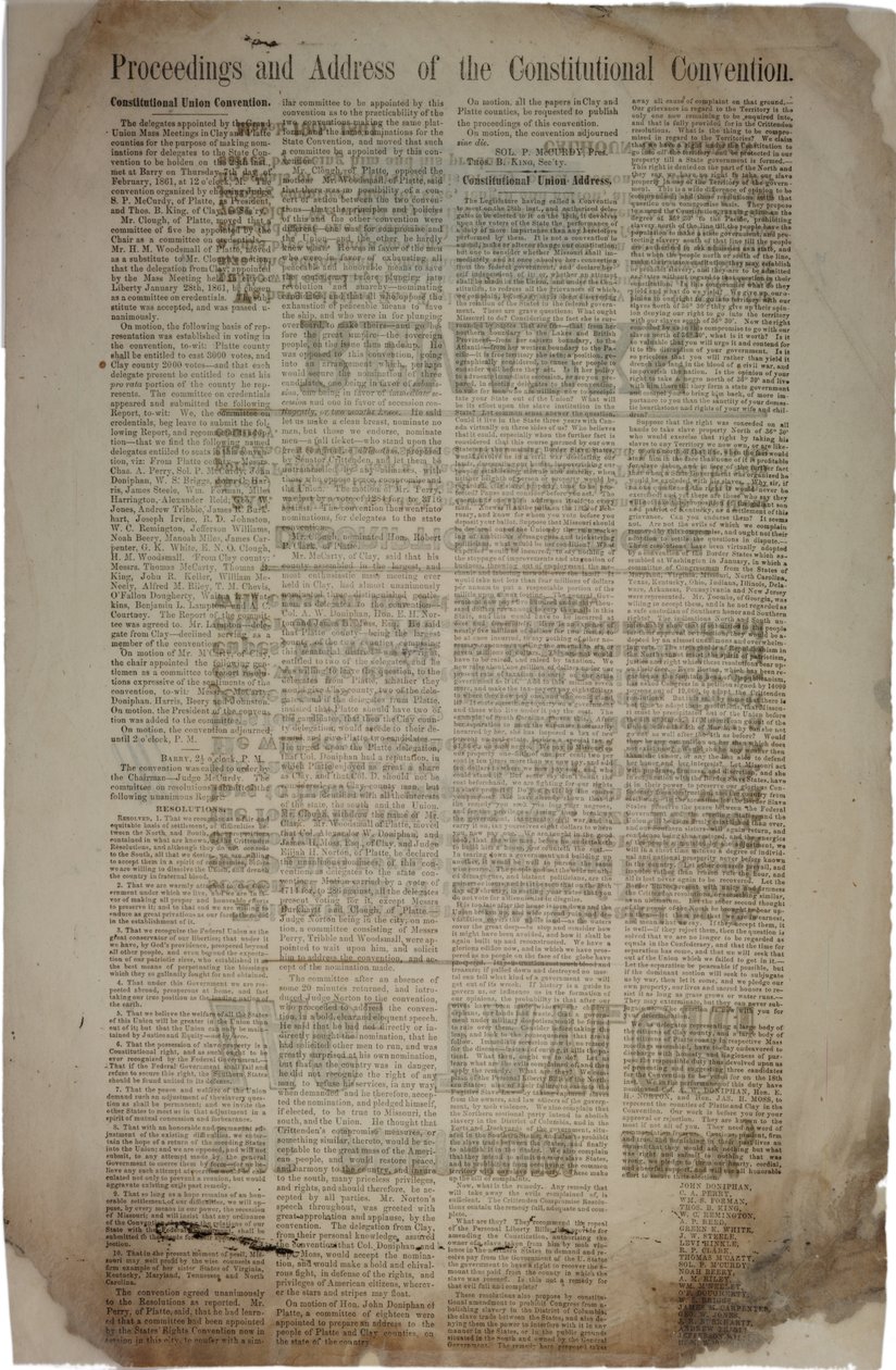 Processos e endereço da Convenção Constitucional, c.19 de março de 1861 de American School