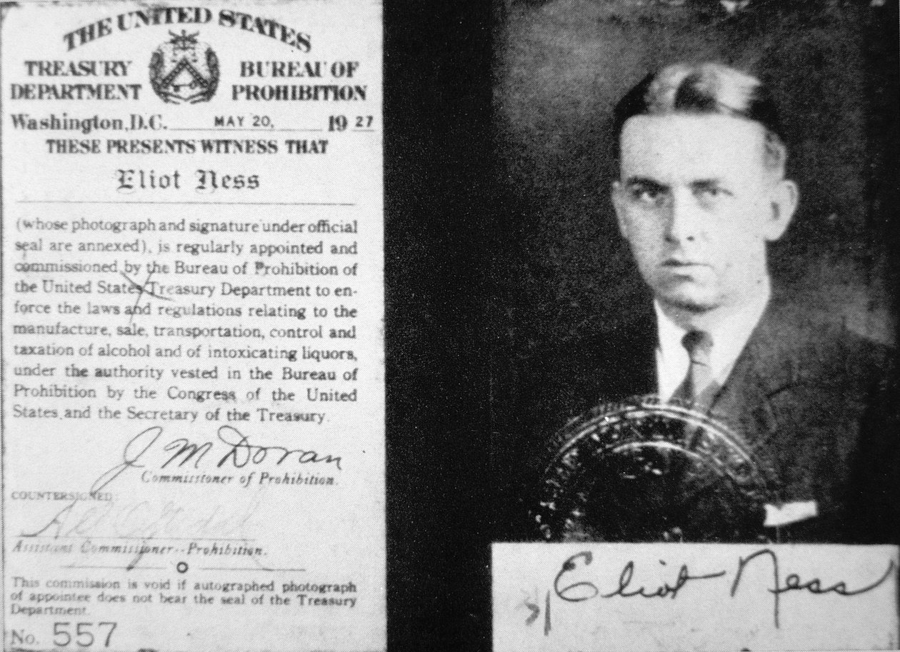 Cartão de identificação de agente de proibição de Eliot Ness (1903-57) datado de 20 de Maio de American School