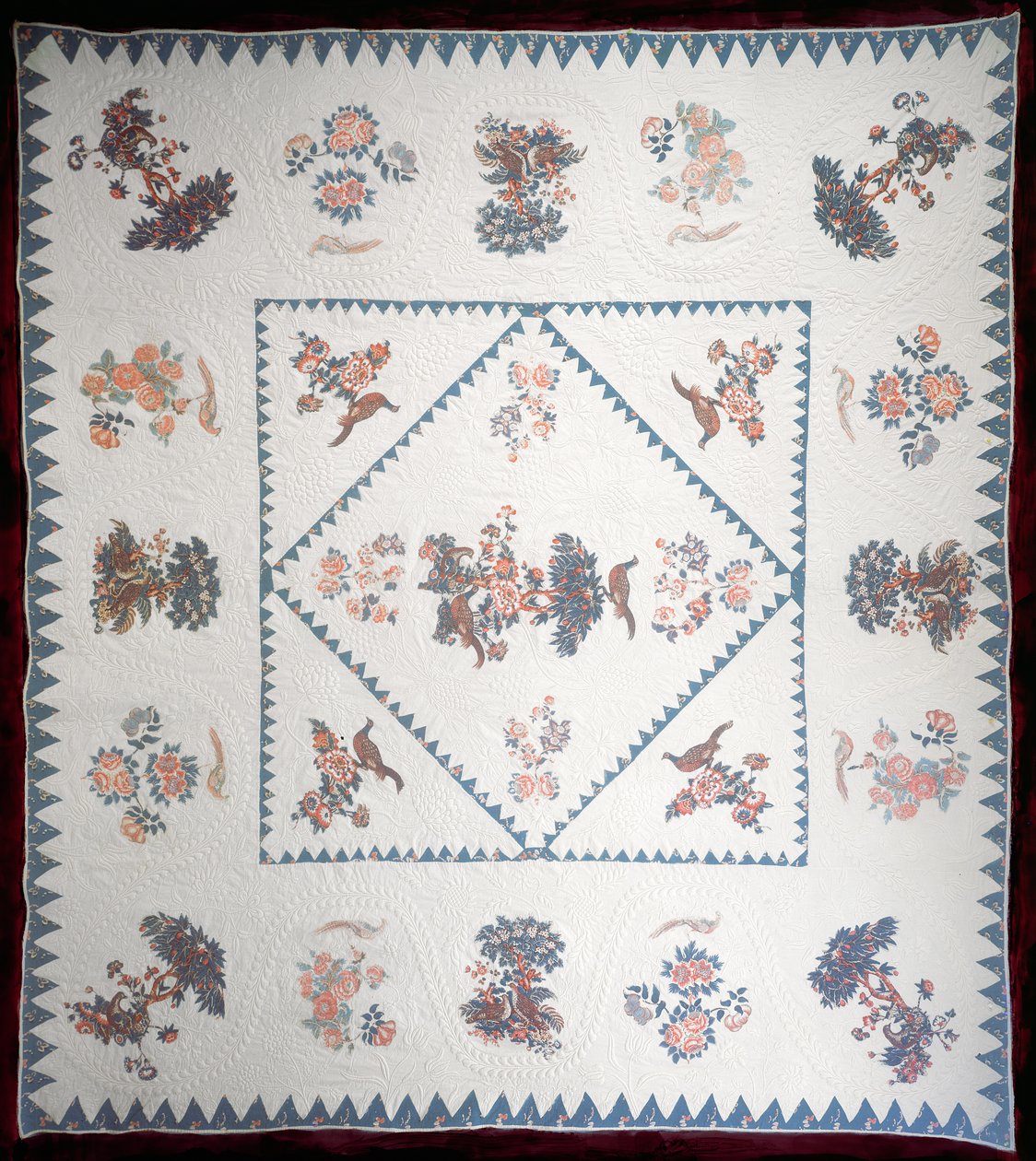 Colcha em Broderie Perse, c.1800 (aplicado, estampado de algodão em colcha) de American School