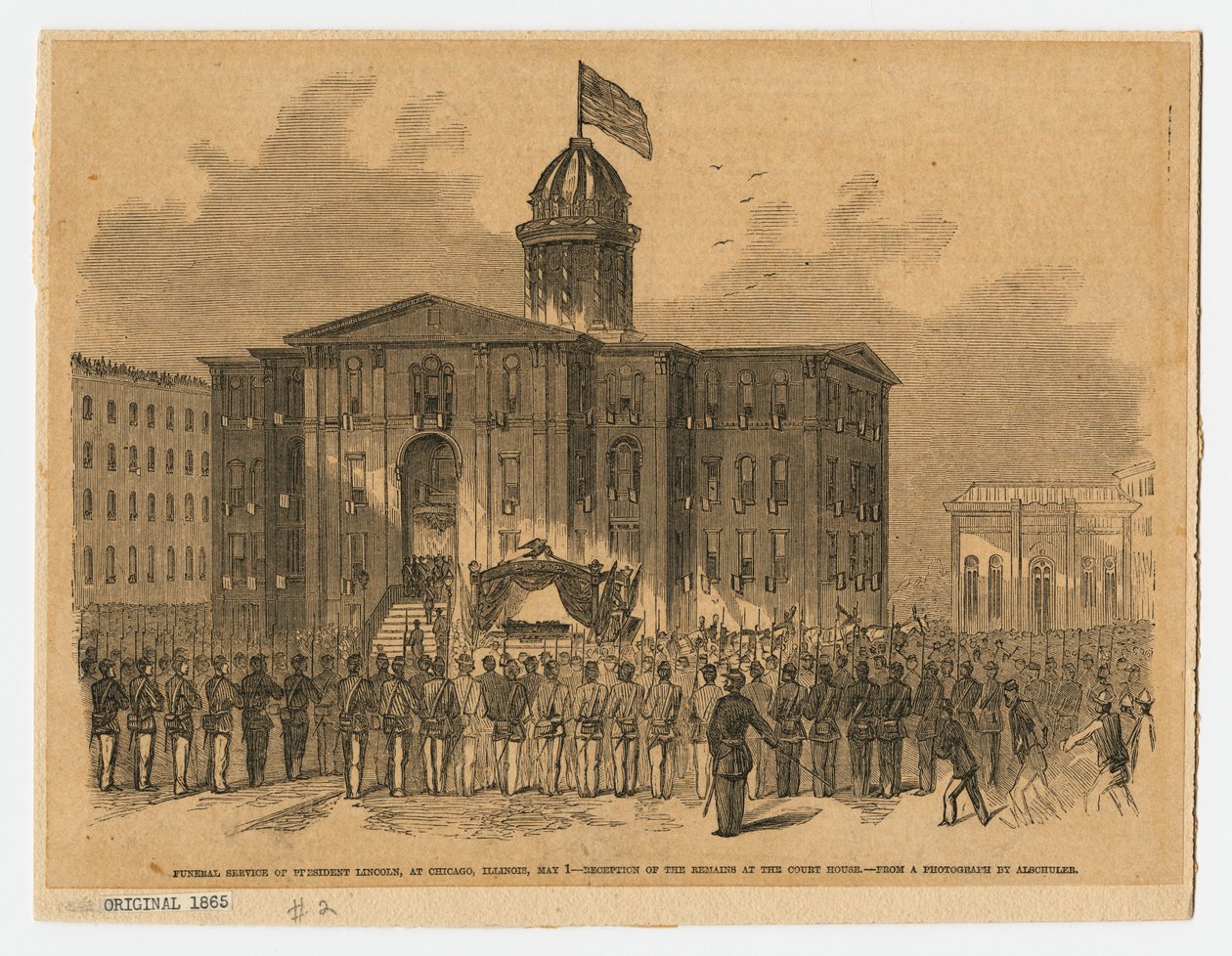 Recepção no tribunal durante o funeral de Abraham Lincoln, Chicago, Illinois de American School