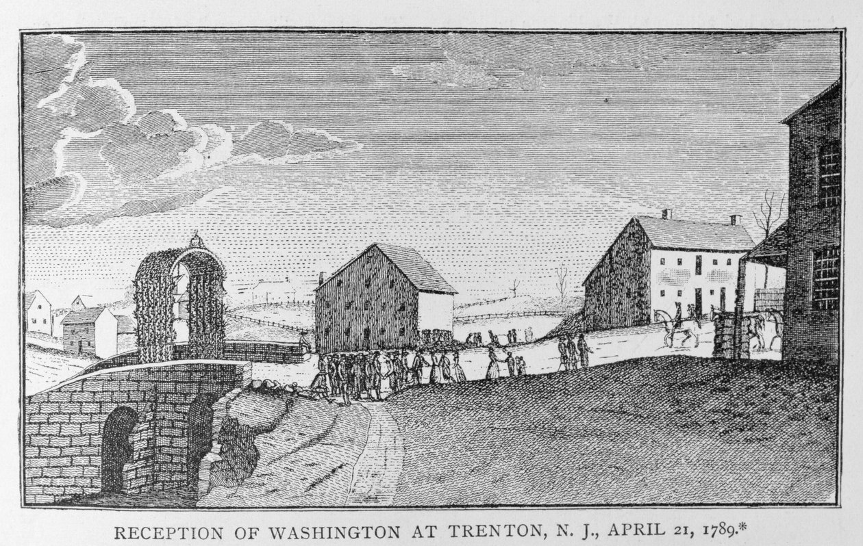 Recepção de Washington em Trenton, Nova Jersey, em 21 de abril de 1789, da "História dos Partidos Políticos" de American School