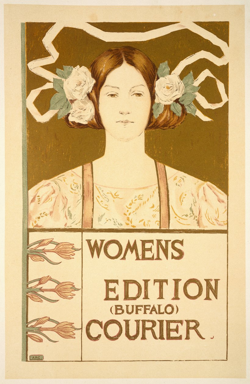 Reprodução de um cartaz publicitário da edição Womens Buffalo Courier de American School