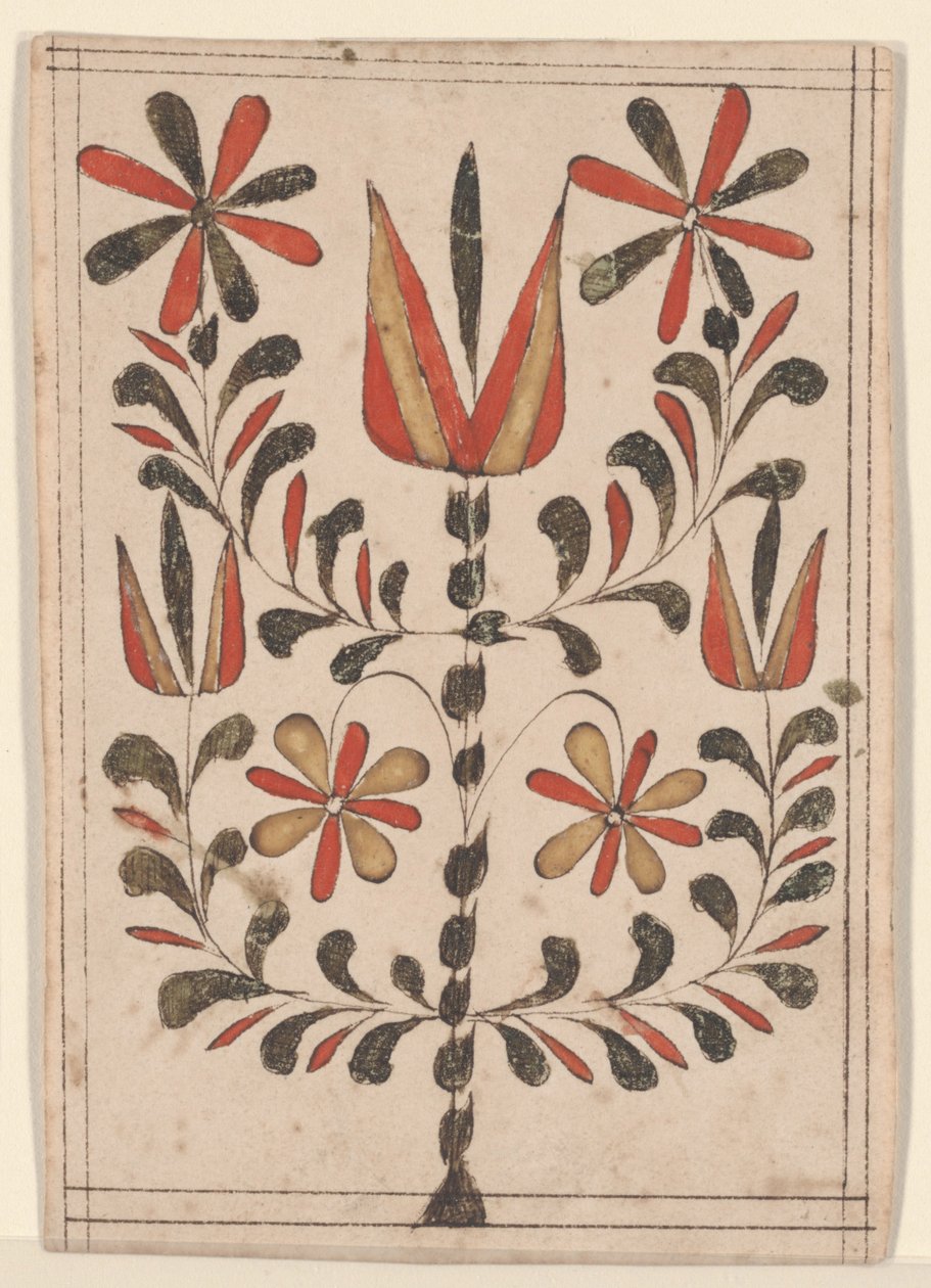 Recompensa do Mérito (Belohnung), Pintura Fraktur (caneta e tinta com wc no papel) de American School