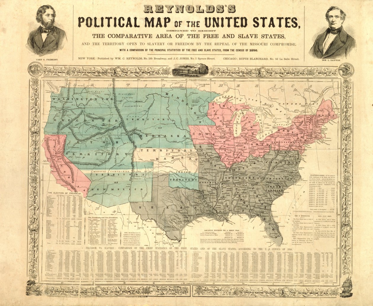 Mapa político de Reynolds dos Estados Unidos, c.1850 de American School