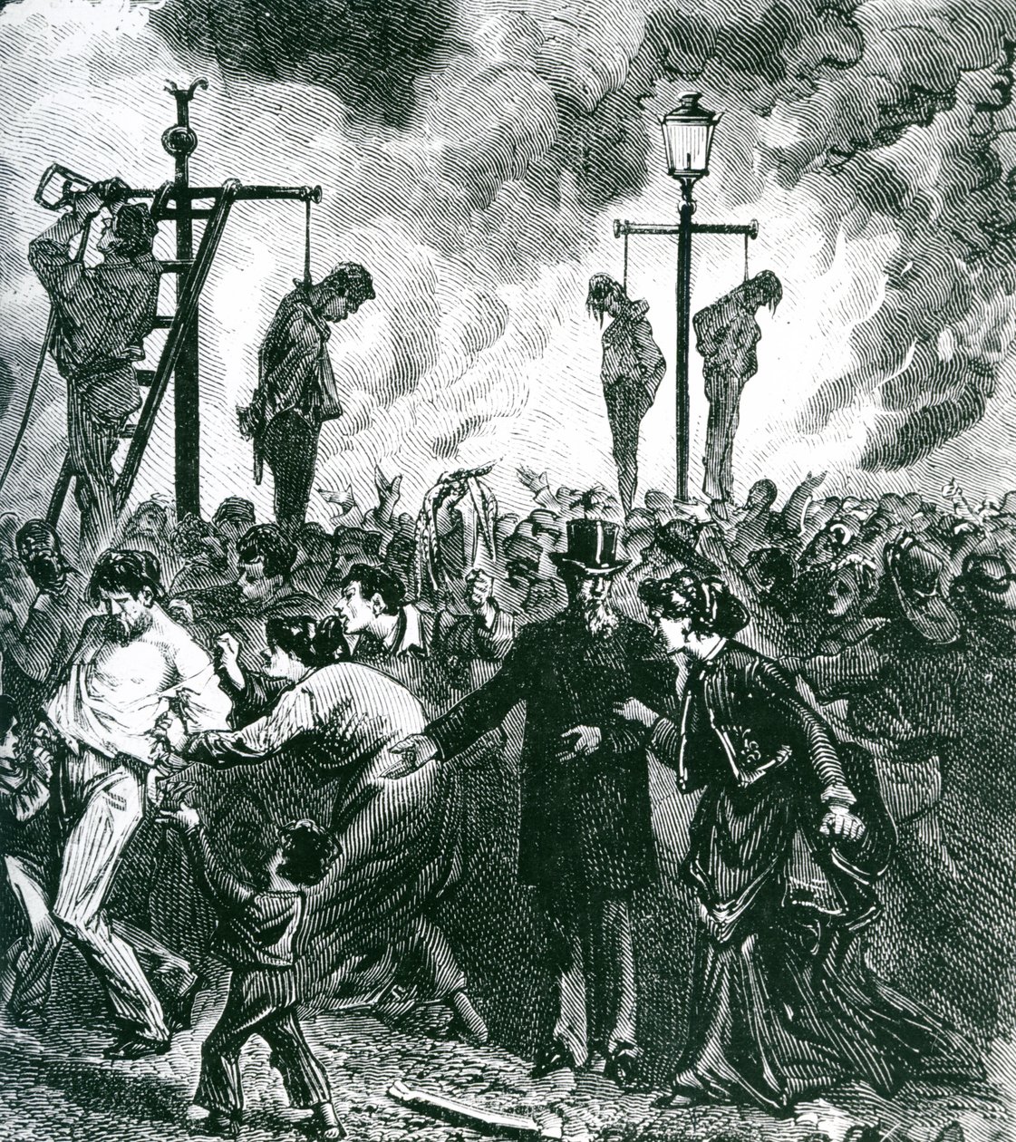 Revoltas prevalecem durante o Grande Incêndio de Chicago em 1871 de American School