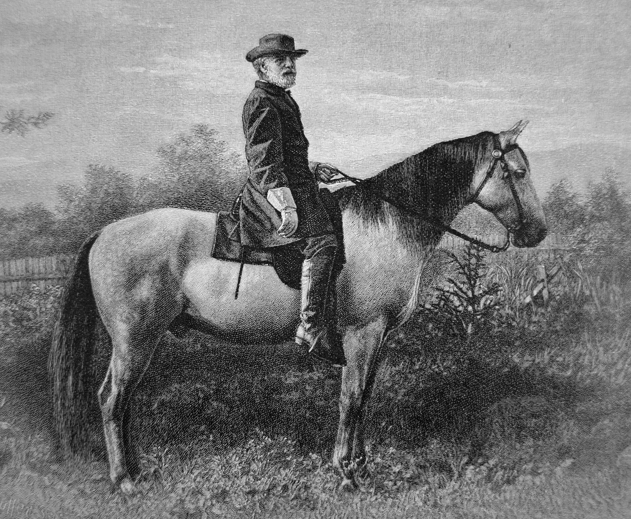 Robert E. Lee (1807-70) no seu cavalo de guerra 