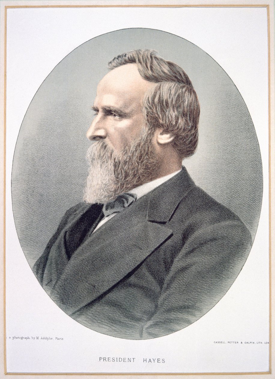 Rutherford B. Hayes (1822-93) (cor litho) de American School