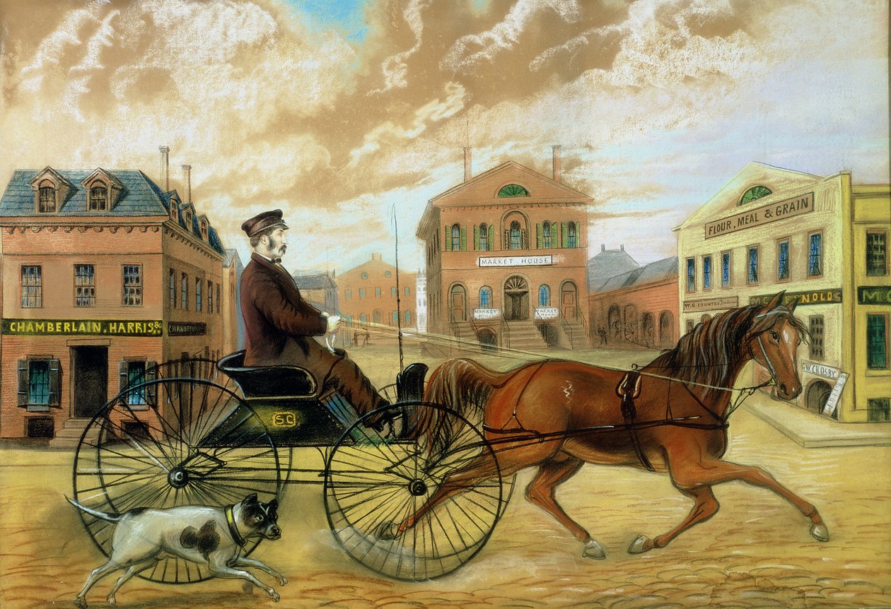 Samuel Chamberlain na Praça do Mercado, Salem de American School