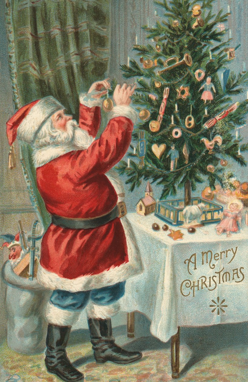 Papai Noel Decorando uma Árvore de Natal de American School